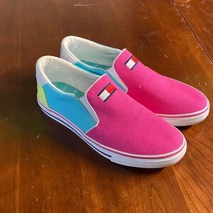 Tommy Hilfiger Pink and Blue Women's Slip-On Sneakers